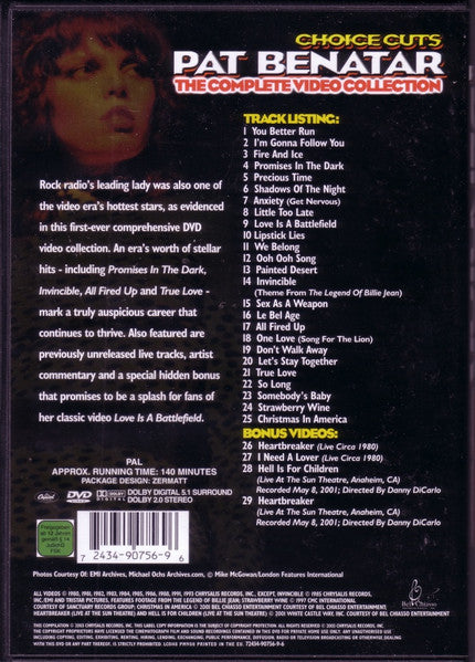 Pat Benatar : Choice Cuts - The Complete Video Collection (DVD-V, Comp, Multichannel, PAL, R0)