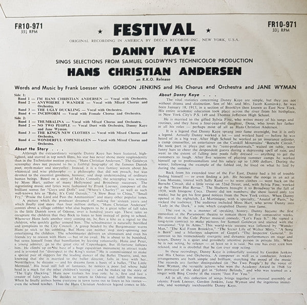 Danny Kaye (2) : Danny Kaye Sings Selections From The Samuel Goldwyn Technicolor Production Hans Christian Andersen (10", Mono, RE)