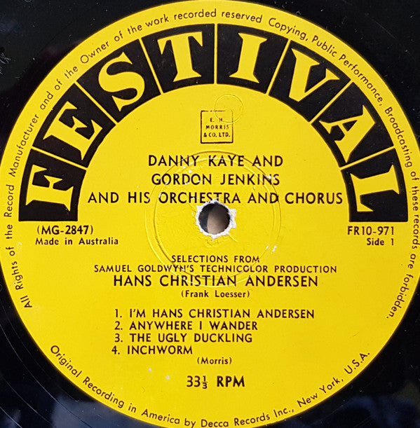 Danny Kaye (2) : Danny Kaye Sings Selections From The Samuel Goldwyn Technicolor Production Hans Christian Andersen (10", Mono, RE)