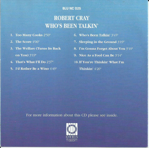 Robert Cray : Who’s Been Talkin' (CD, Album, RM)