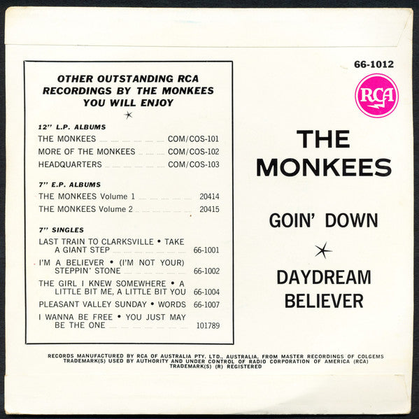 The Monkees : Daydream Believer (7", Single)