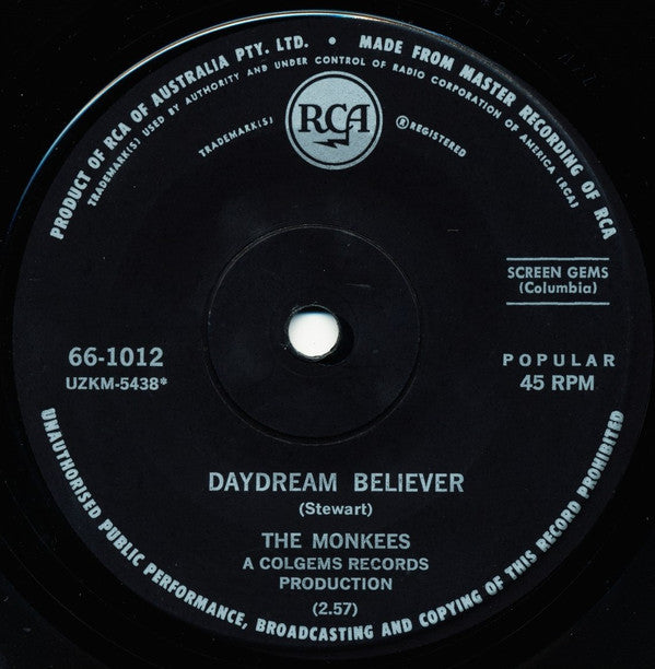 The Monkees : Daydream Believer (7", Single)