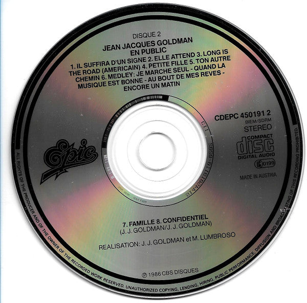 Jean-Jacques Goldman : En Public (2xCD, Album, RE)