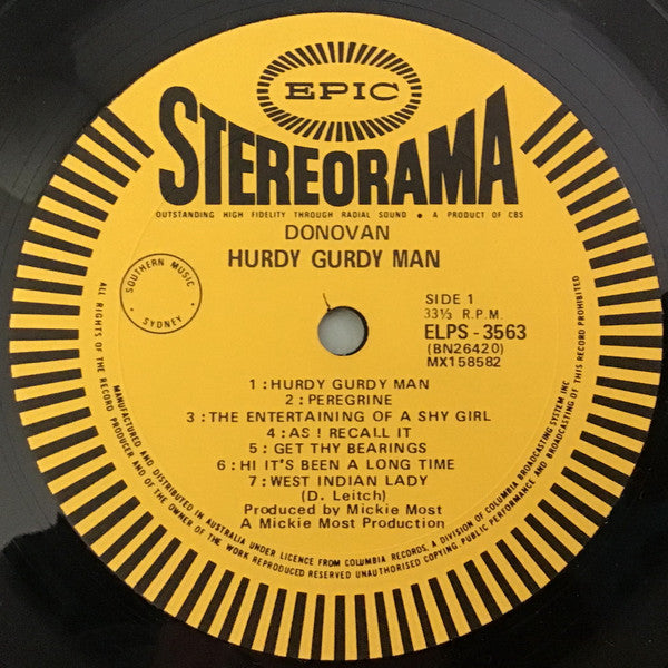 Donovan : The Hurdy Gurdy Man (LP, Album, RP)
