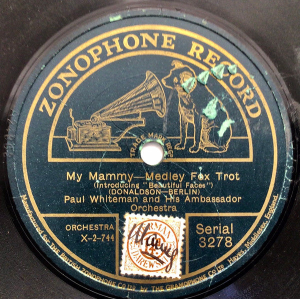 Paul Whiteman And His Ambassador Orchestra : My Mammy / Humming (Shellac, 10")