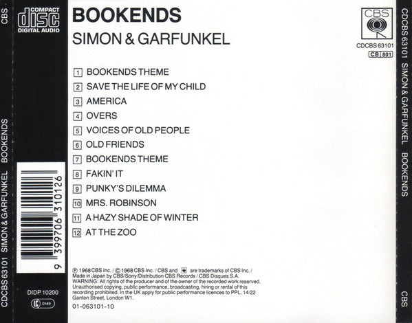 Simon & Garfunkel : Bookends (CD, Album, RE)