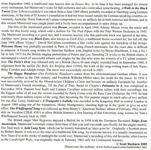 Mantovani And His Orchestra : Strauss Waltzes & Mantovani Favourites (CD, Comp)