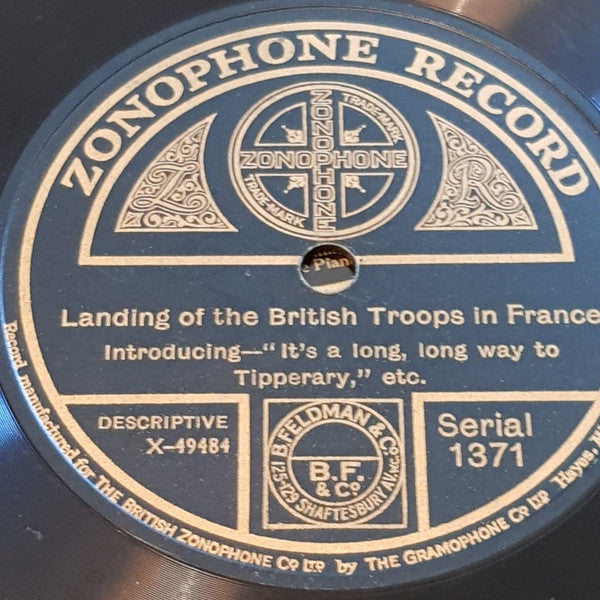 The Zonophone Concert Quartet  /  Unknown Artist : La Marseillaise / Landing Of The British Troops In France (Shellac, 10", RP)