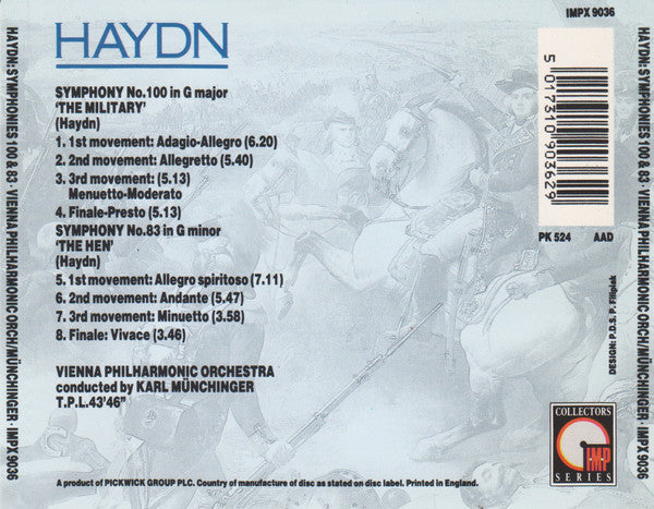 Joseph Haydn, Wiener Philharmoniker Conducted By Karl Münchinger : Symphony No.100 In G Major 'The Military' / Symphony No.83 In G Minor 'The Hen' (CD, Album, RE, RM)