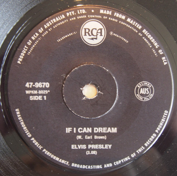 Elvis Presley : If I Can Dream (7", Single)
