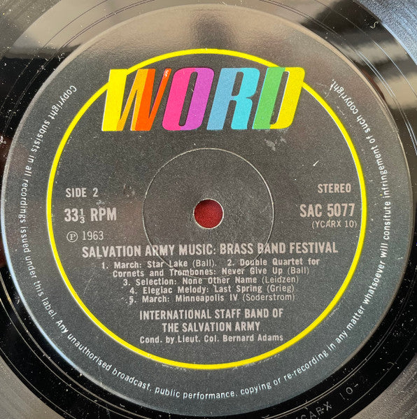 International Staff Band Of The Salvation Army : Brass Band Festival (LP, Album)