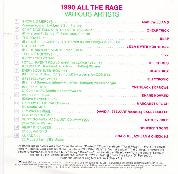 Various : 1990 All The Rage (CD, Comp)