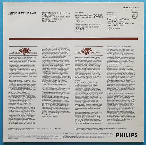 Johann Sebastian Bach, Henryk Szeryng, Peter Rybar, Collegium Musicum Winterthur* : Concerti Per Violino BWV 1041-1043 (LP, RE)