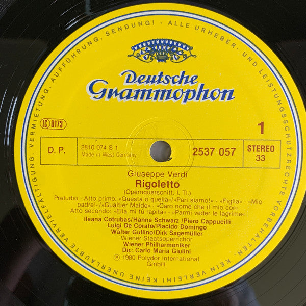 Verdi*, Piero Cappuccilli, Ileana Cotrubas, Placido Domingo, Wiener Staatsopernchor, Wiener Philharmoniker, Carlo Maria Giulini : Rigoletto Querschnitt﹒Highlights (LP, RE, GY8)