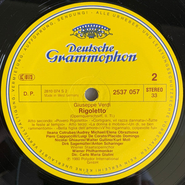 Verdi*, Piero Cappuccilli, Ileana Cotrubas, Placido Domingo, Wiener Staatsopernchor, Wiener Philharmoniker, Carlo Maria Giulini : Rigoletto Querschnitt﹒Highlights (LP, RE, GY8)