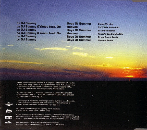 DJ Sammy : Boys Of Summer / Heaven (CD, Maxi)