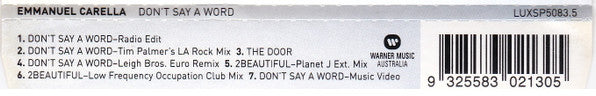 Emmanuel Carella : Don't Say A Word (CD, Single, Enh)