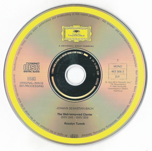 Bach*, Rosalyn Tureck : The Well-Tempered Clavier 1 & 2 = Das Wohltemperierte Clavier = Le Clavier Bien Tempéré (4xCD, Mono, RE, RM)