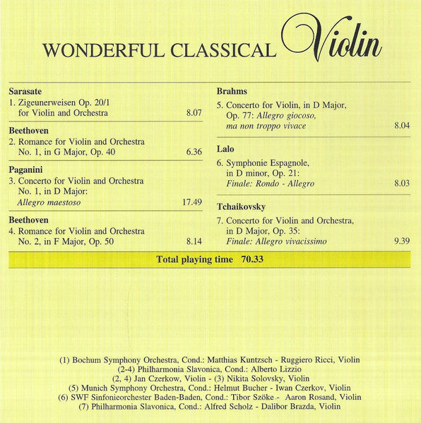 Various : Wonderful Classical Violin (CD, Comp)