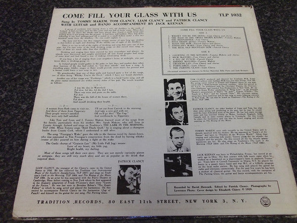 The Clancy Brothers & Tommy Makem : Come Fill Your Glass With Us (Irish Songs Of Drinking And Blackguarding) (LP, Mono)