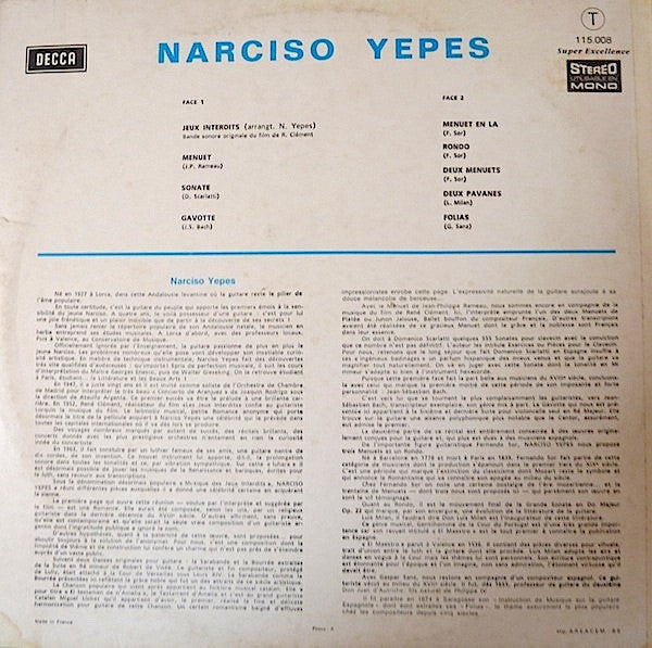 Narciso Yepes : Jeux Interdits  (LP, RE)