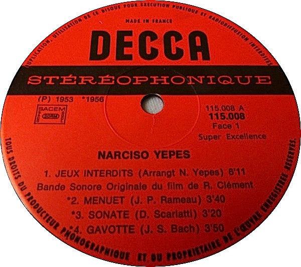 Narciso Yepes : Jeux Interdits  (LP, RE)