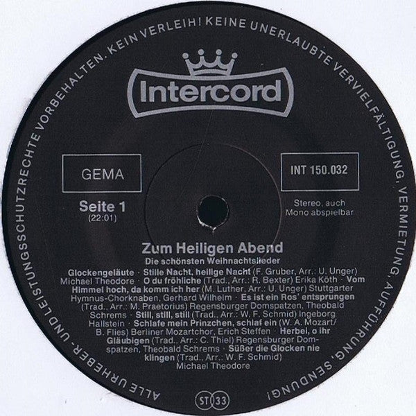 Various : Zum Heiligen Abend - Die Schönsten Weihnachtslieder (LP)