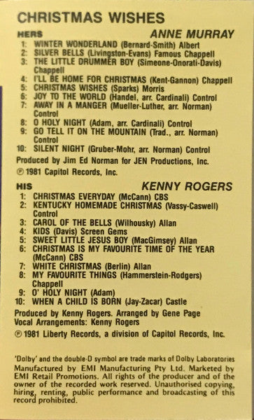 Kenny Rogers, Anne Murray : Christmas Wishes (Cass, Comp, RE)