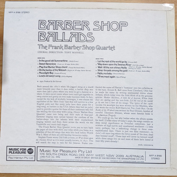 The Frank Barber Shop Quartet : Barber Shop Ballads (LP, Album)