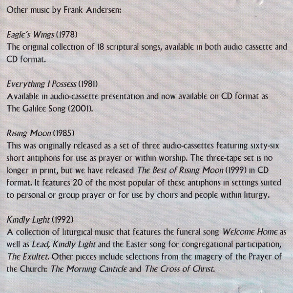 Frank Andersen MSC* : The Galilee Song (CD, Album)