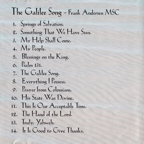 Frank Andersen MSC* : The Galilee Song (CD, Album)
