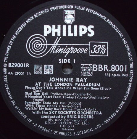 Johnnie Ray : At The London Palladium (10", Album, RE)