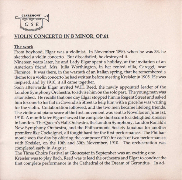 Yehudi Menuhin, Sir Edward Elgar, Beatrice Harrison : Elgar Conducts Violin & Cello Concerti (CD, Comp, Mono, RM)