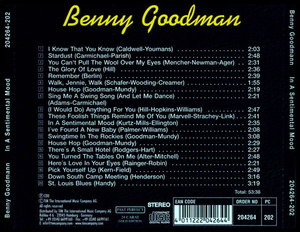 Benny Goodman : In A Sentimental Mood (CD, Comp)
