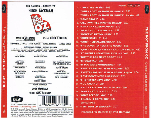 Hugh Jackman : The Boy From Oz (Original Cast Recording) (CD, Album)