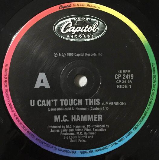 MC Hammer : U Can't Touch This (7", Single)