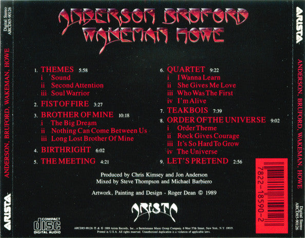 Anderson Bruford Wakeman Howe : Anderson Bruford Wakeman Howe (CD, Album)