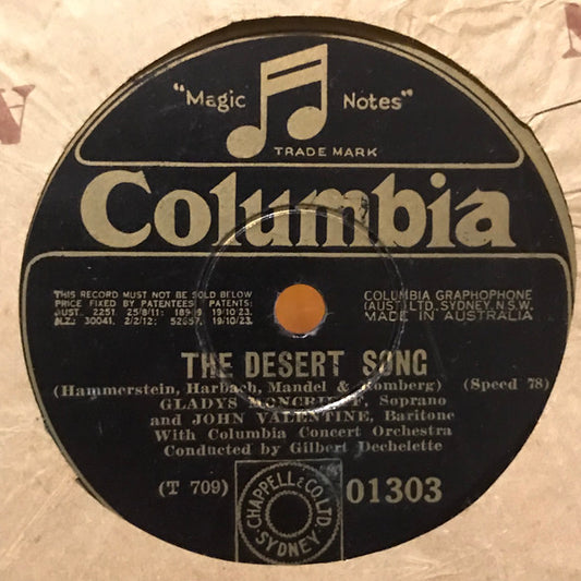 Gladys Moncrieff : The Desert Song / Rio Rita (Shellac, 10")