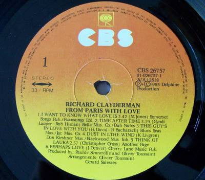 Richard Clayderman : From Paris With Love (LP, Album)