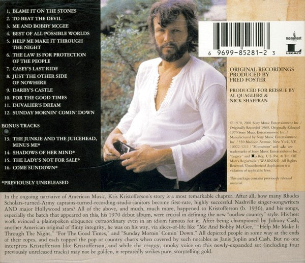 Kris Kristofferson : Kristofferson (CD, Album, RE, RM)