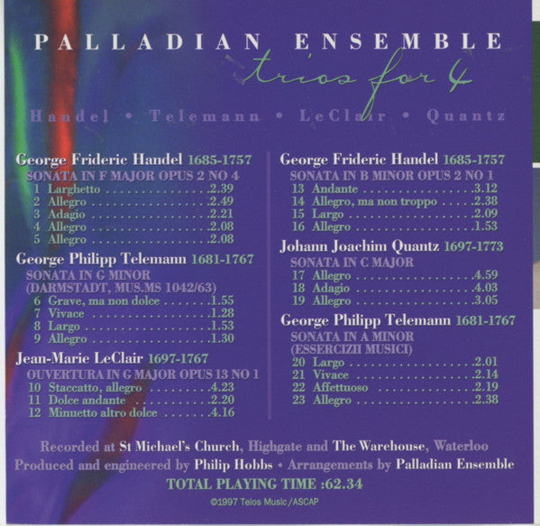 Palladian Ensemble : Trios For 4 (CD, Album)
