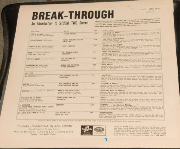 Various : Break-Through - An Introduction To Studio Two Stereo (LP, Comp, Smplr)