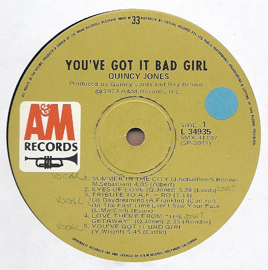 Quincy Jones : You've Got It Bad Girl (LP, Album)