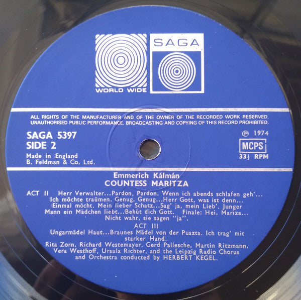 Emmerich Kalman* : "Countess Maritza" (LP, Ed )