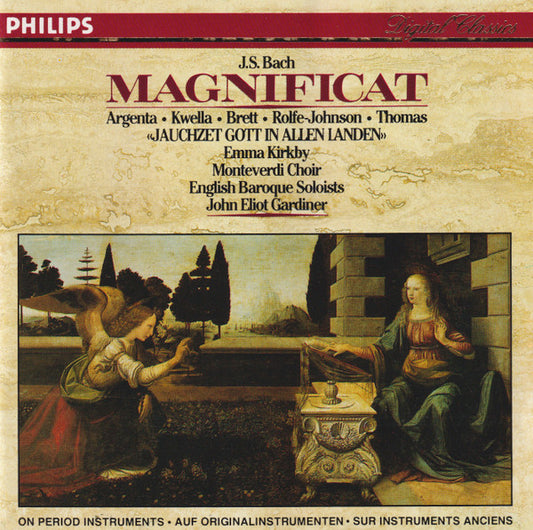 J.S. Bach*, Argenta*, Kwella*, Brett*, Rolfe-Johnson*, Thomas*, Emma Kirkby, Monteverdi Choir*, English Baroque Soloists*, John Eliot Gardiner : Magnificat / "Jauchzet Gott In Allen Landen" (CD, Album, RE)