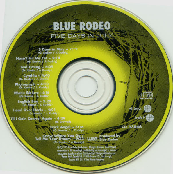 Blue Rodeo : Five Days In July (CD, Album)