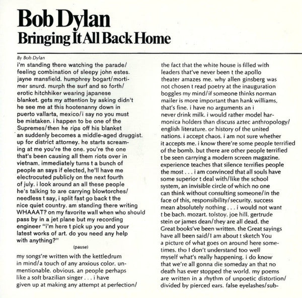 Bob Dylan : Bringing It All Back Home (CD, Album, RE)