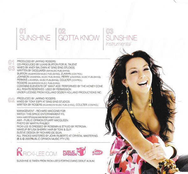 Ricki-Lee : Sunshine (CD, Single)