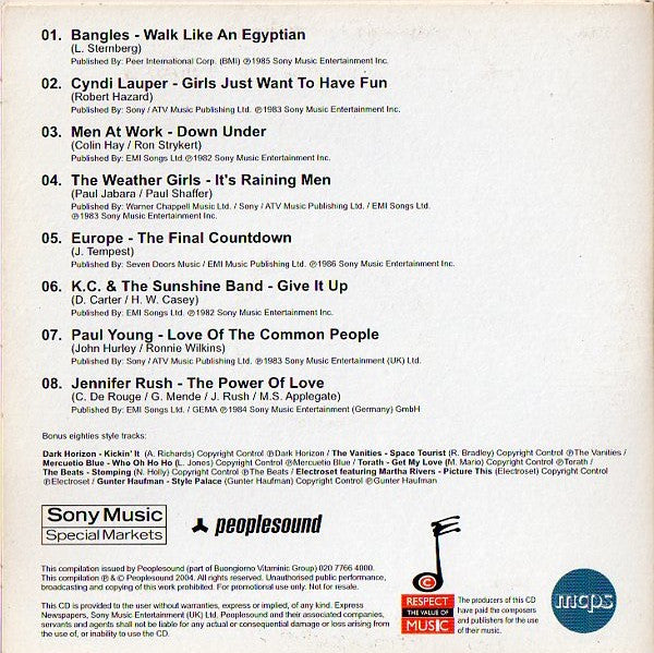 Various : 1980's Hits Of The Decades (CD, Comp, Promo)