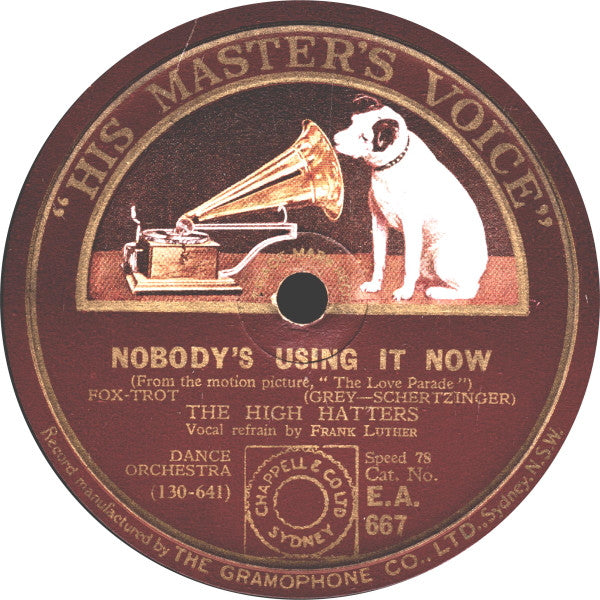 The High Hatters : My Love Parade / Nobody's Using It Now (Shellac, 10")